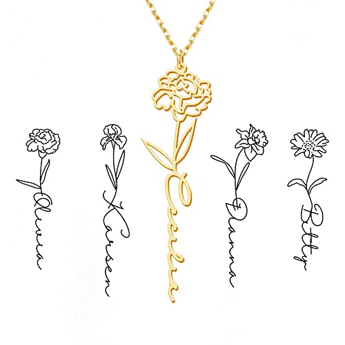 PERSONALIZED NAME NECKLACE WITH BIRTH FLOWER